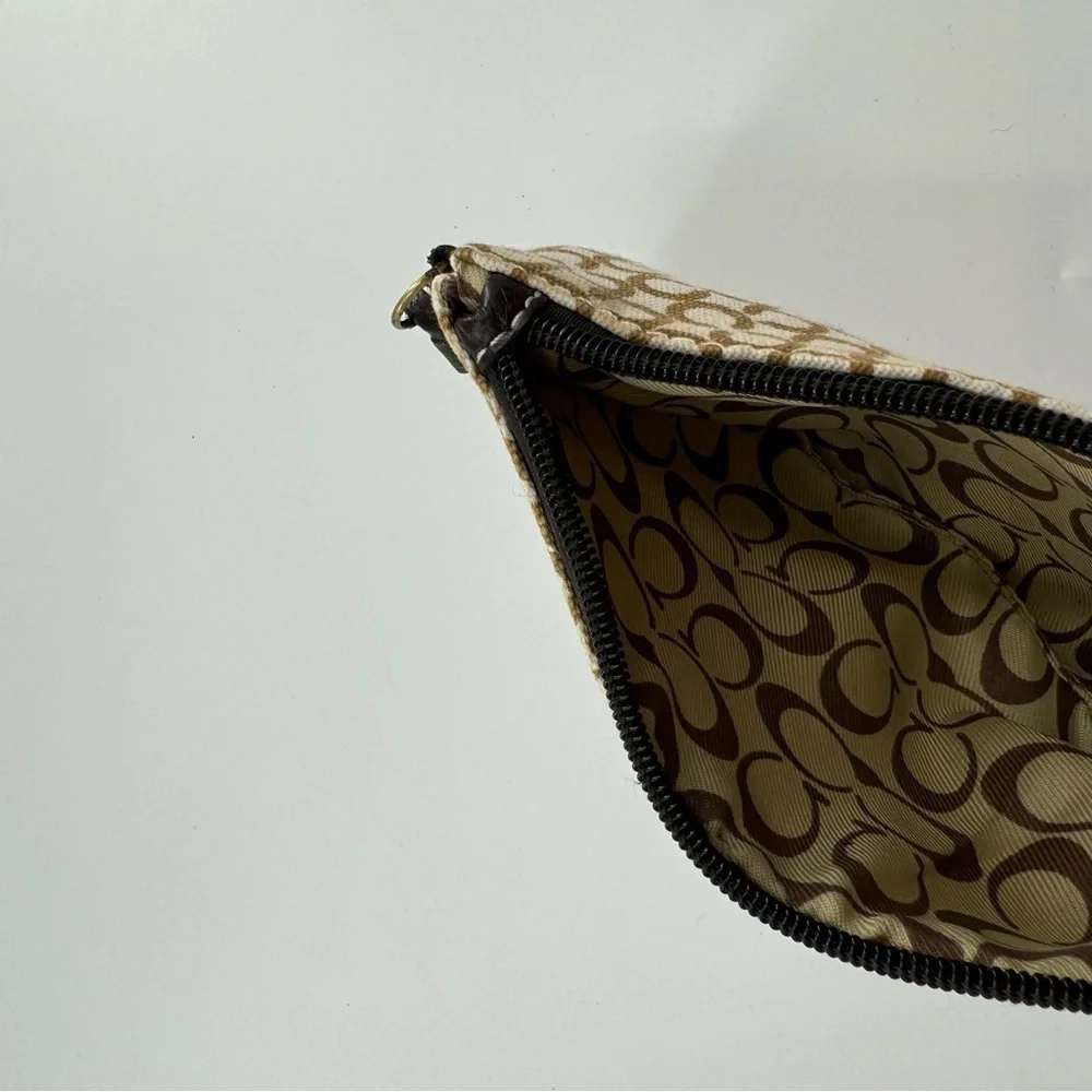 Coach Beige & Tan Signature Wristlet – Classic Monogram - Picture 4 of 4